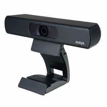 HD webcam with built-in speakers for video calls