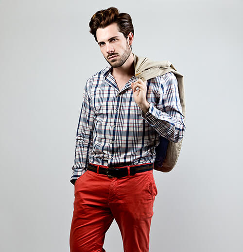 Man wearing casual shirt and fashionable pants